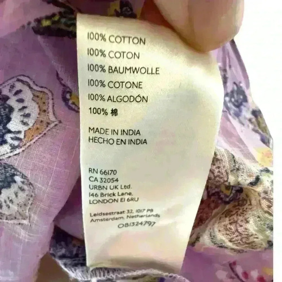 Anthropologie Floral Smocked Ruffle Short Sleeve Blouse XS - Picture 6 of 9